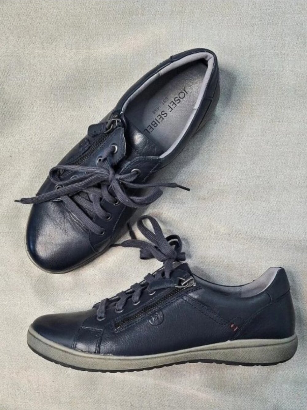 Josef Seibel Caren 12 Womens Navy Blue Leather Zip Sneakers EU 39 US 8